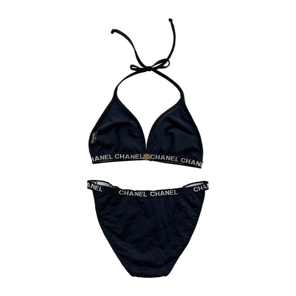 Chanel Black Quilted Logo Bikini