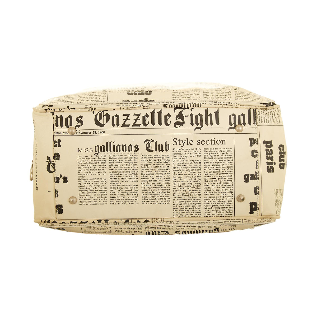 John Galliano Large  "Gazette" Newsprint Handbag