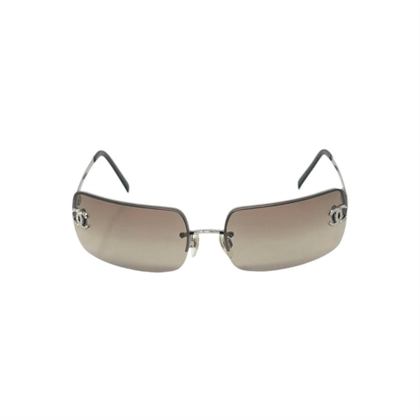 Chanel Smoke Rhinestone Rimless Sunglasses