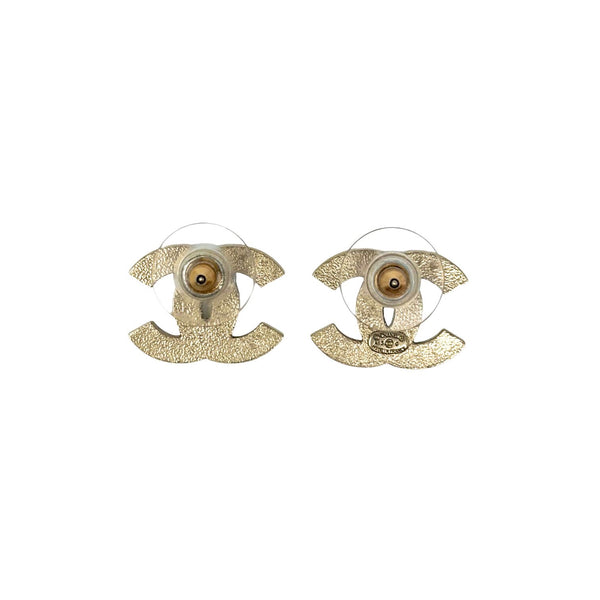 Chanel Pink Stripe Logo Earrings