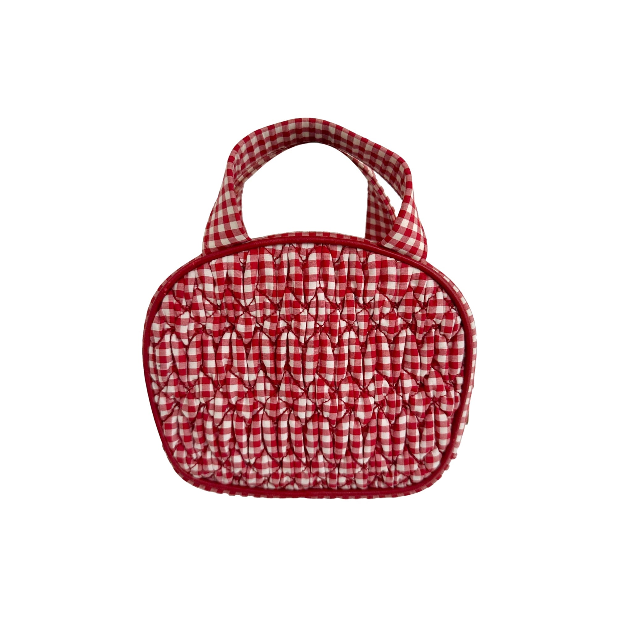 Miu Miu Red Gingham Mini Top Handle Bag