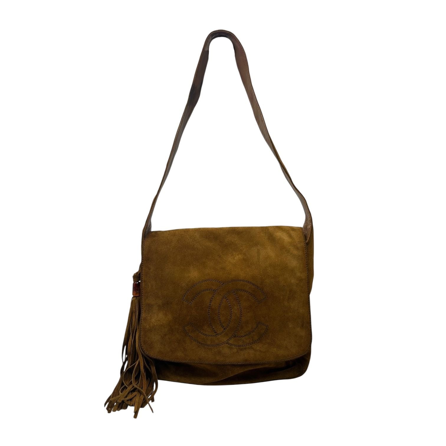 Chanel Light Brown Suede Crossbody Bag