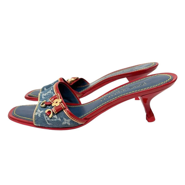 Louis Vuitton Blue Denim Kitten Heels