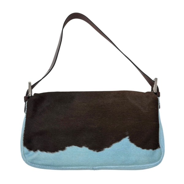 Fendi Blue Cow Print Baguette