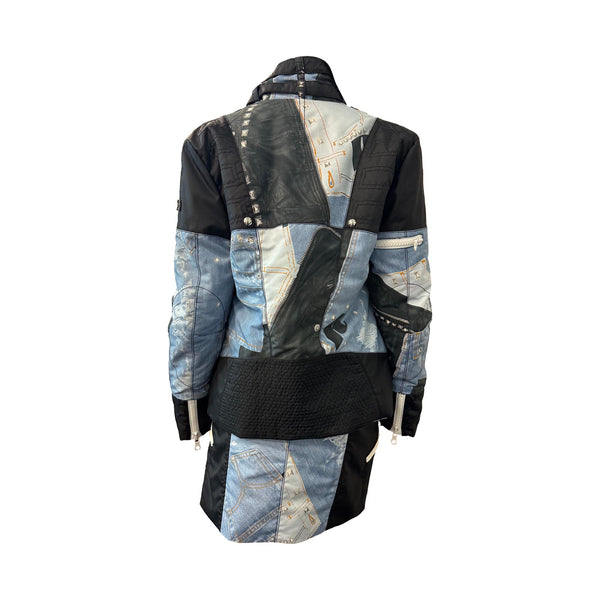 Dior Denim-Print Puffer Skirt Set