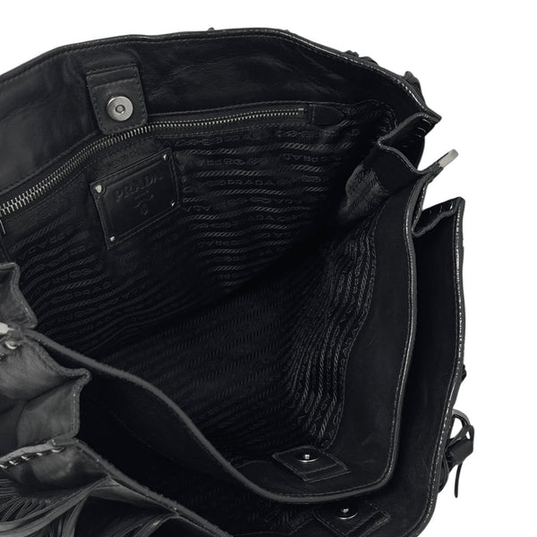 Prada Black Fringe Leather Shoulder Bag