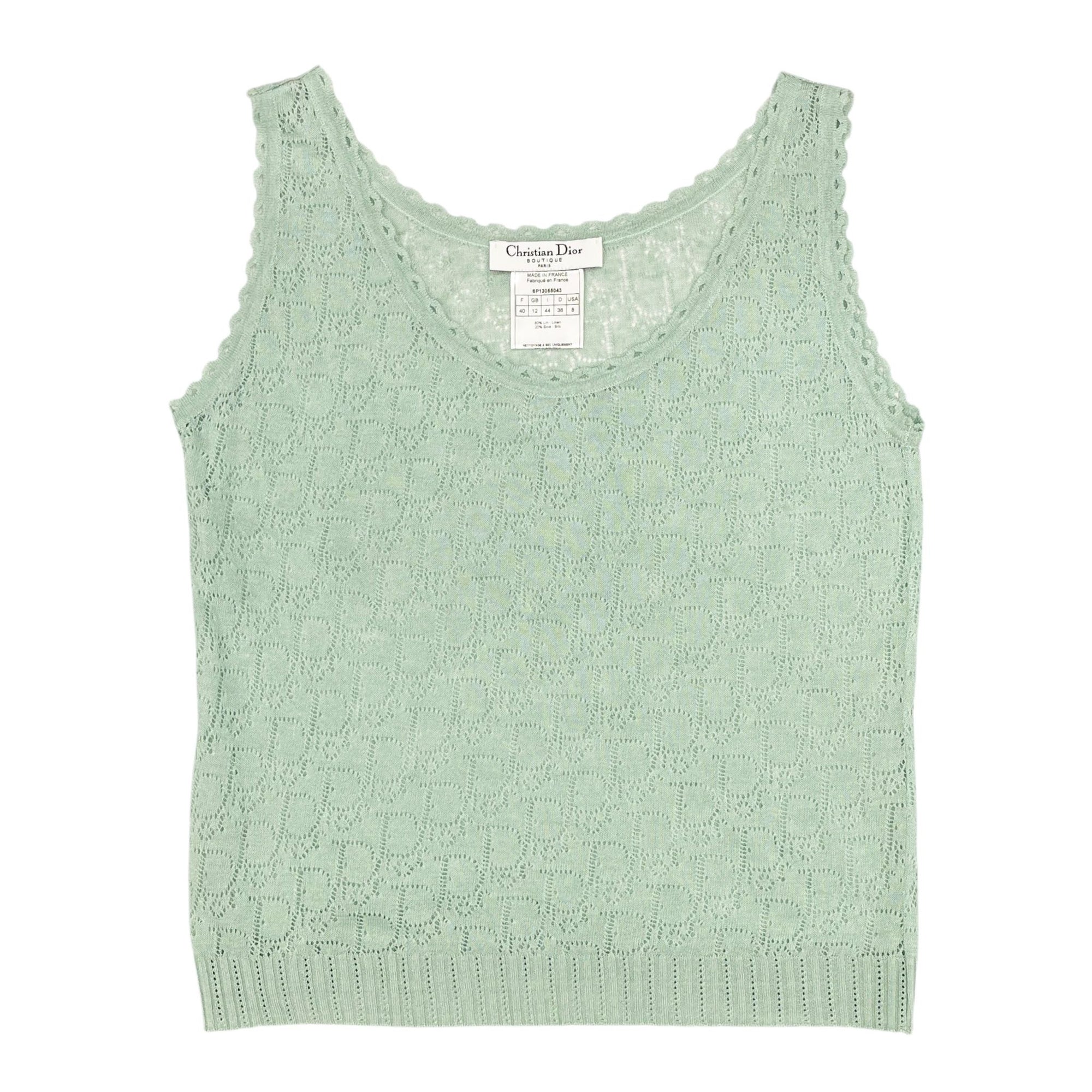 Dior Light Green Knit Logo Tank