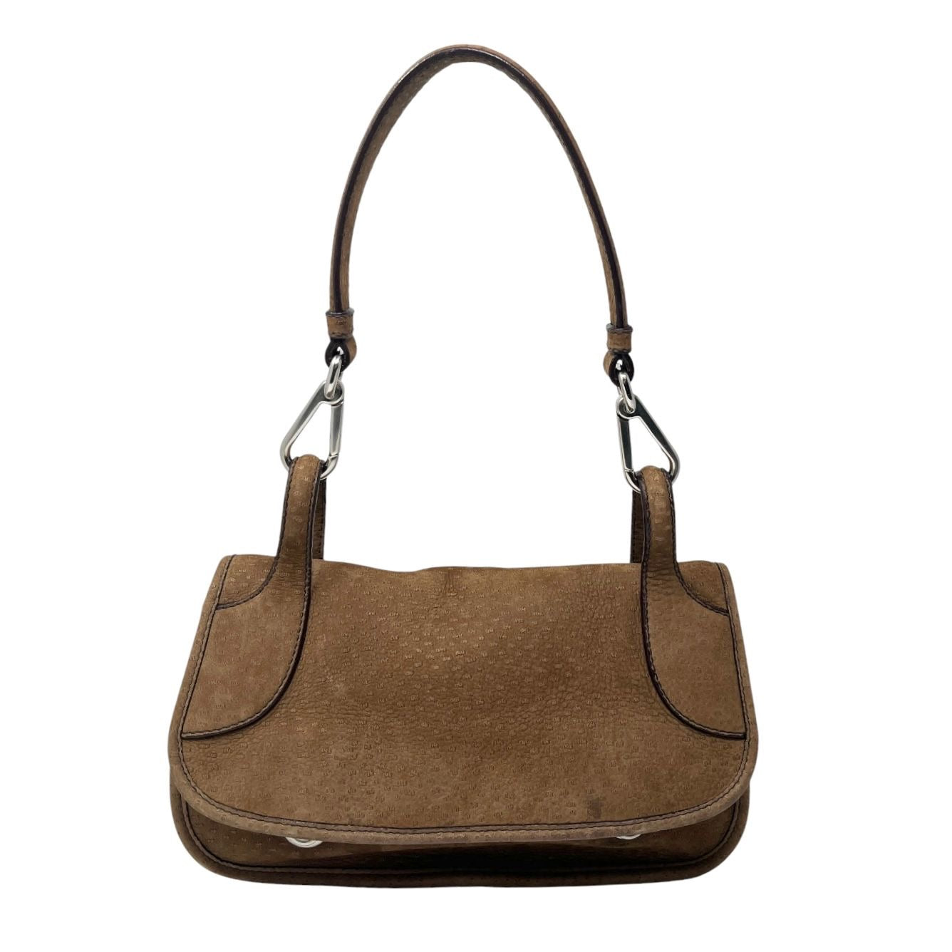 Prada Brown Suede Logo Shoulder Bag