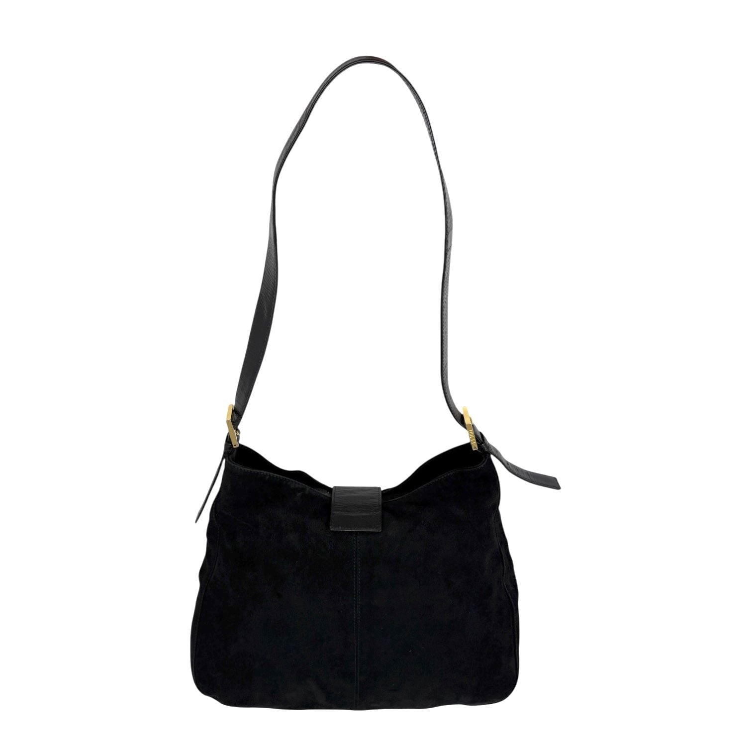 Fendi Black Suede Slouchy Shoulder Bag