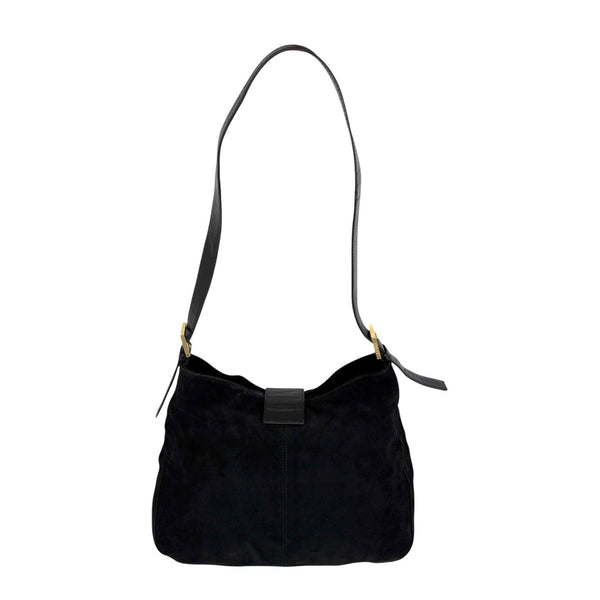 Fendi Black Suede Slouchy Shoulder Bag