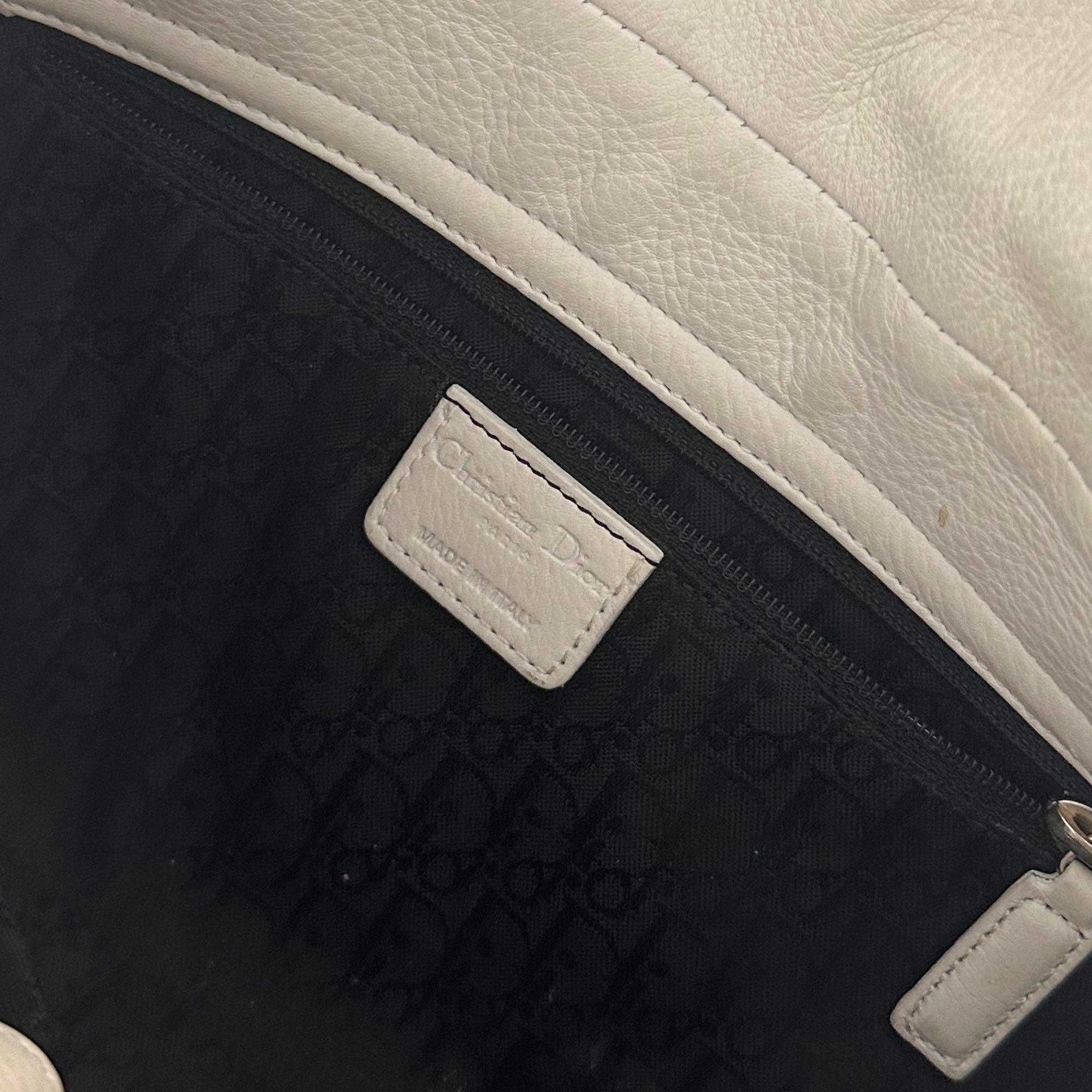 Dior White Leather Logo Shoulder Bag