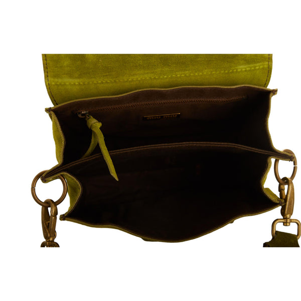 Miu Miu Green Suede Buckle Shoulder Bag
