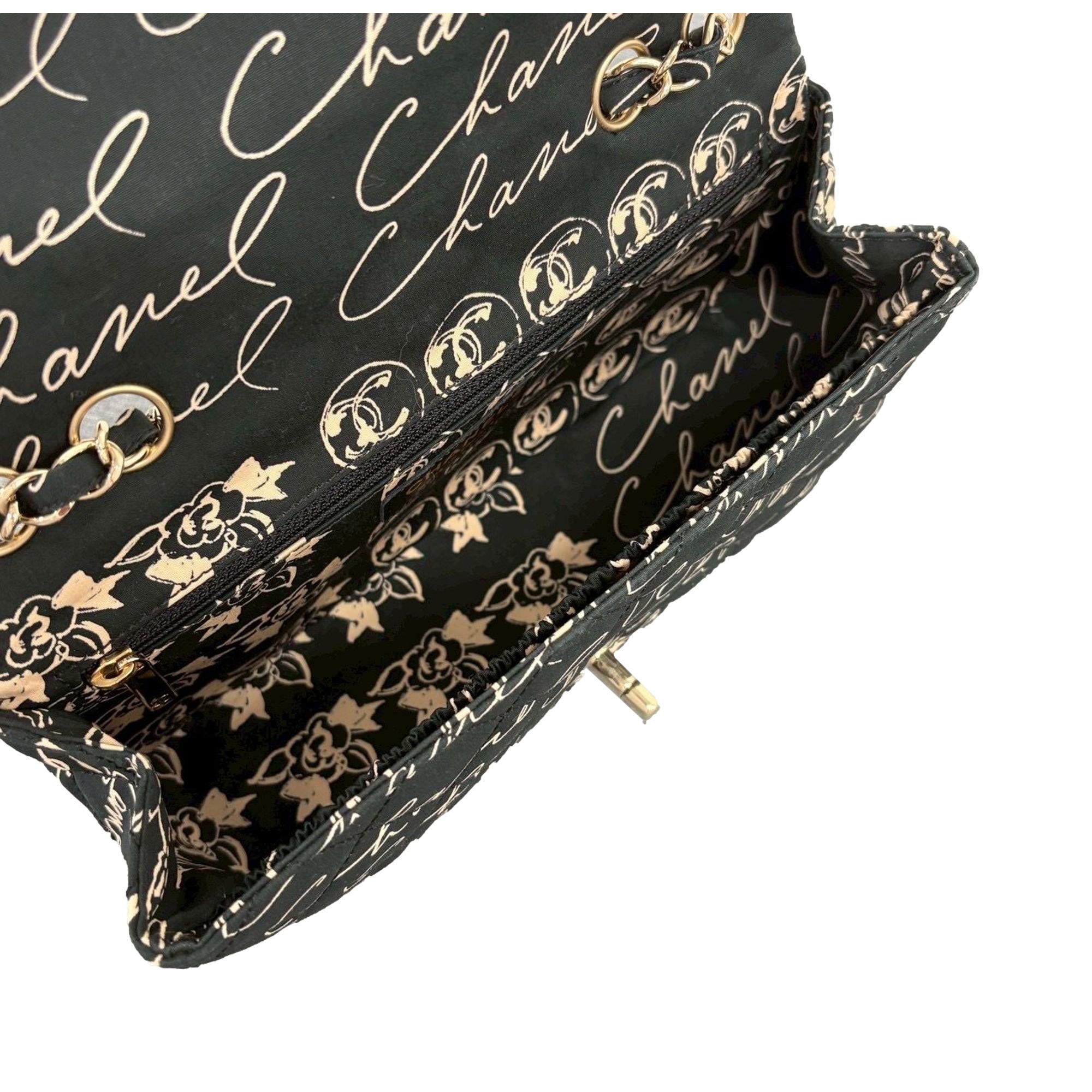 Chanel Black Coco Print Flap Bag