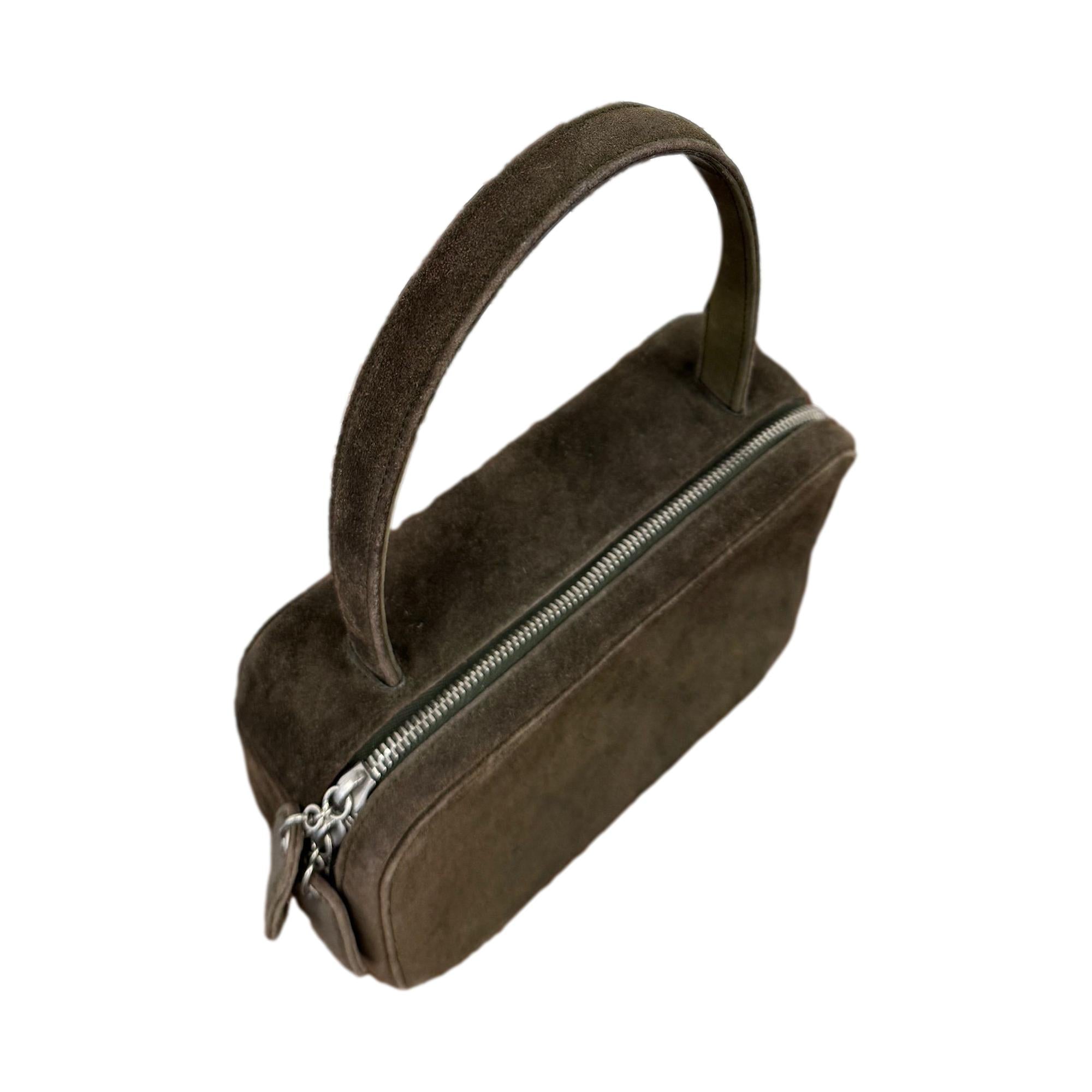 Chanel Brown Suede Top Handle Bag