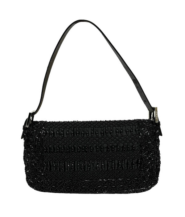 Fendi Black Beaded Baguette