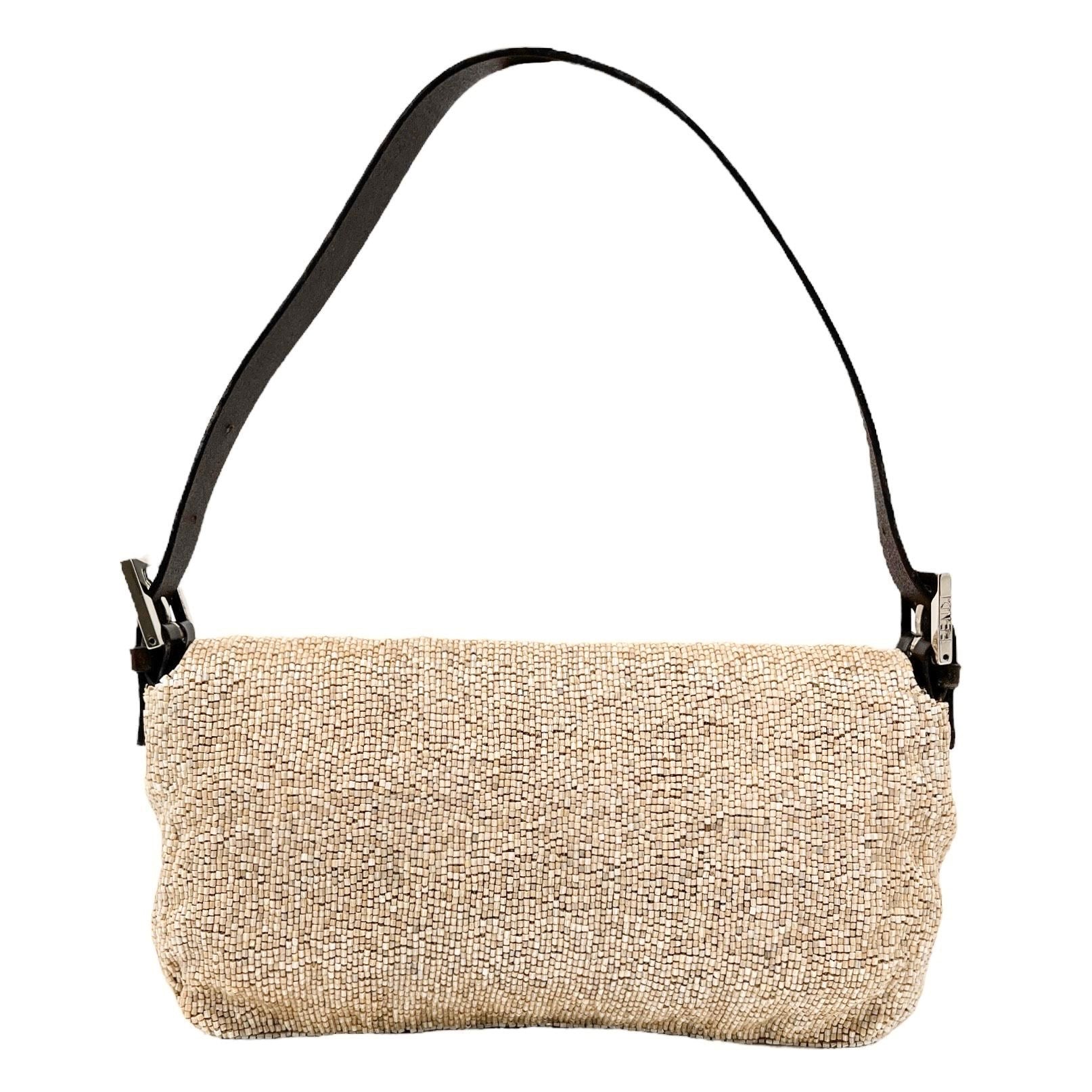 Fendi Tan Beaded Baguette Bag