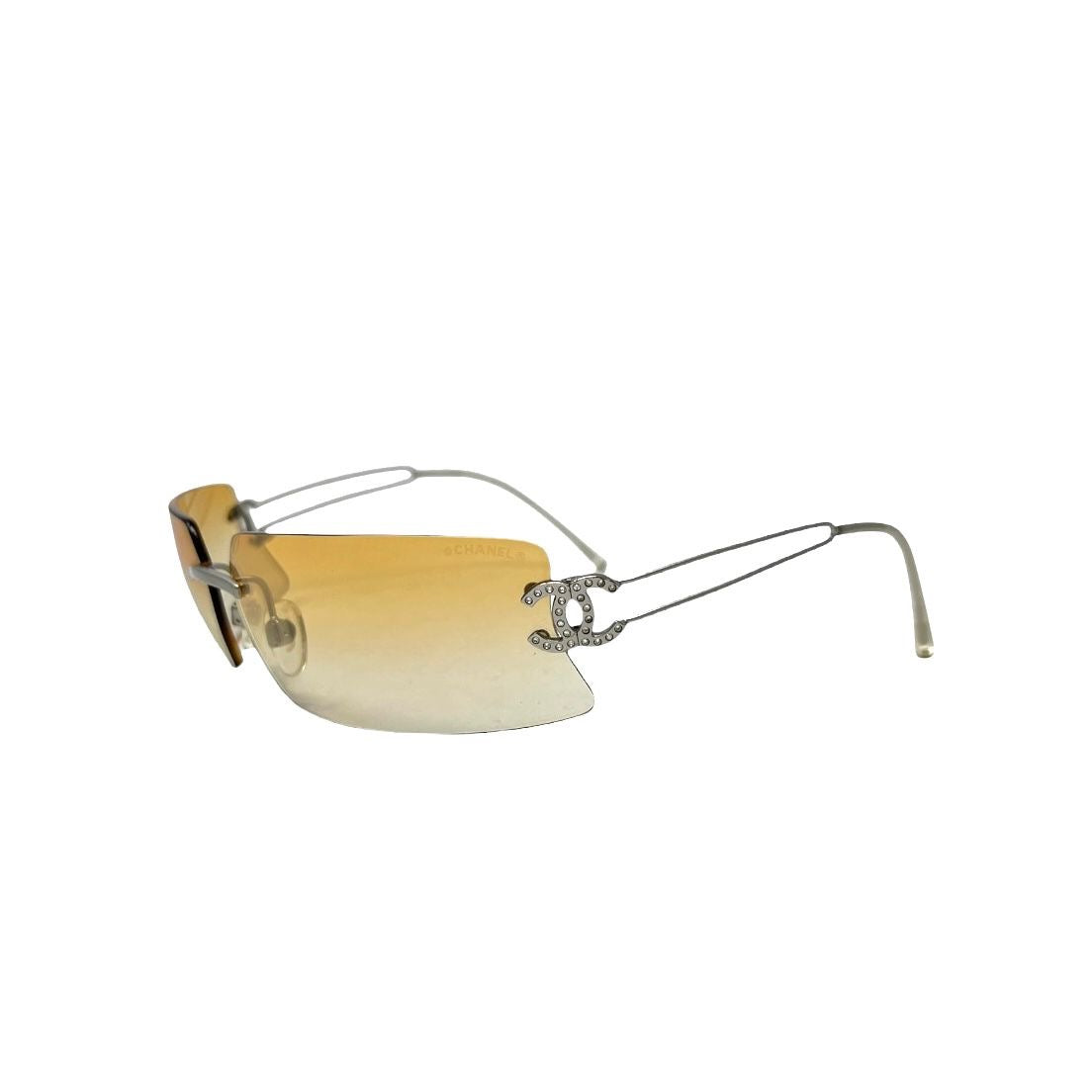 Chanel Orange Rimless Rhinestone Sunglasses