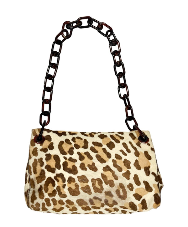 Prada Leopard Print Calf-Hair Shoulder Bag