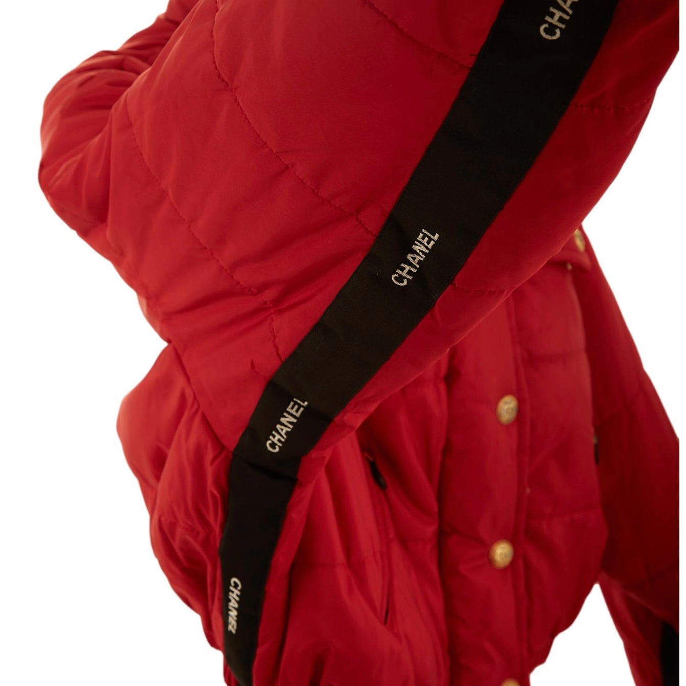 Chanel Red Logo Puffer Jacket