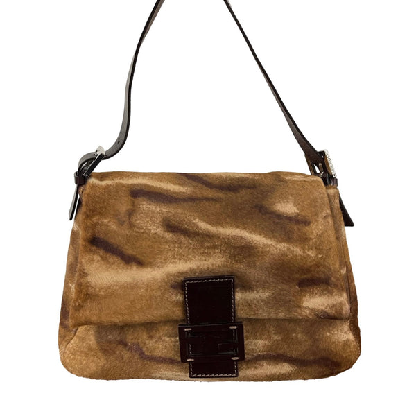 Fendi Brown Calf-Hair Mamma Baguette Bag