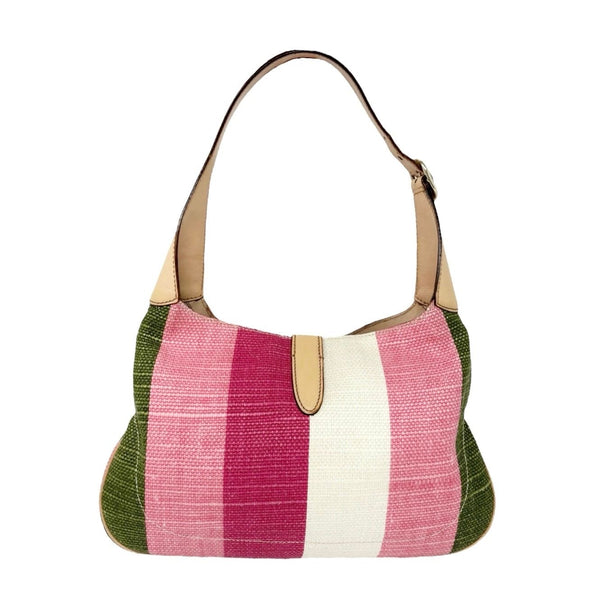 Gucci Jackie Striped Canvas Shoulder Bag