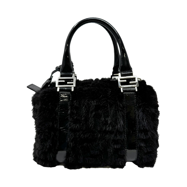 Fendi Black Logo Fur Top Handle