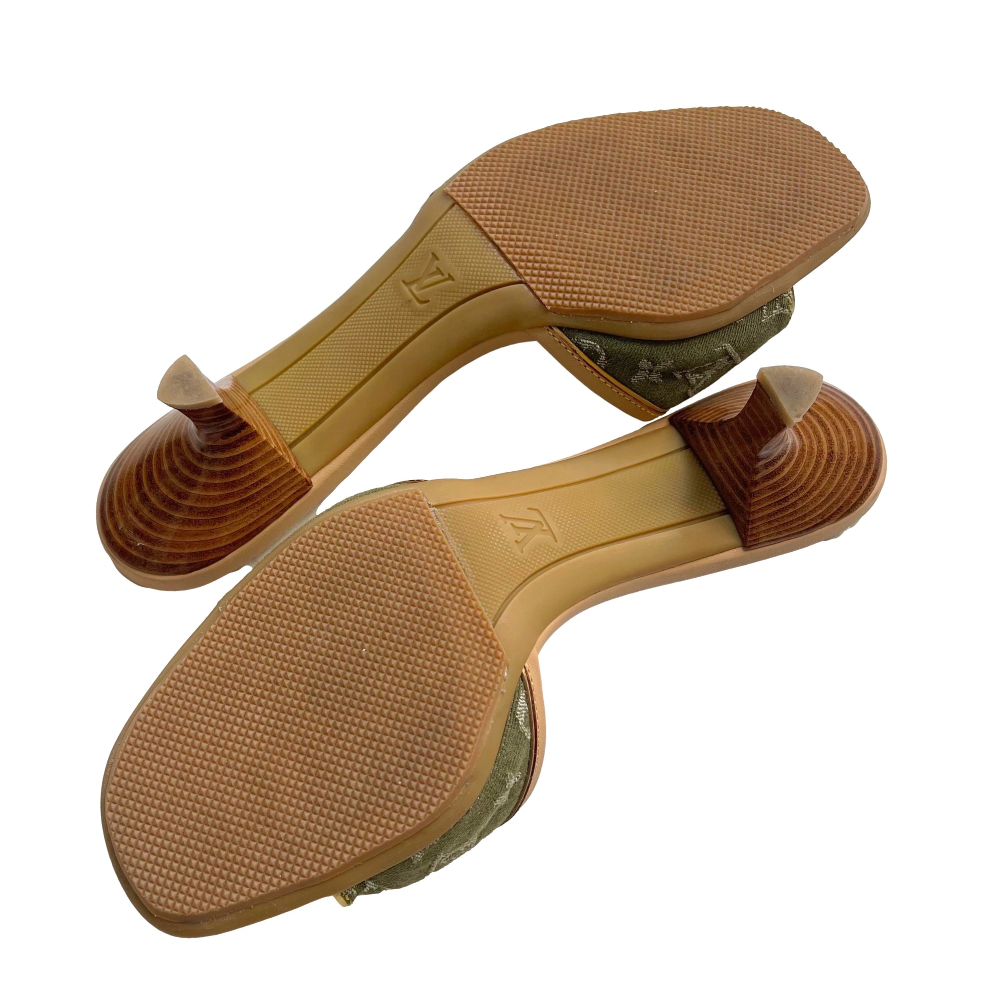 Louis Vuitton Green Denim Kitten Heels â Treasures of NYC