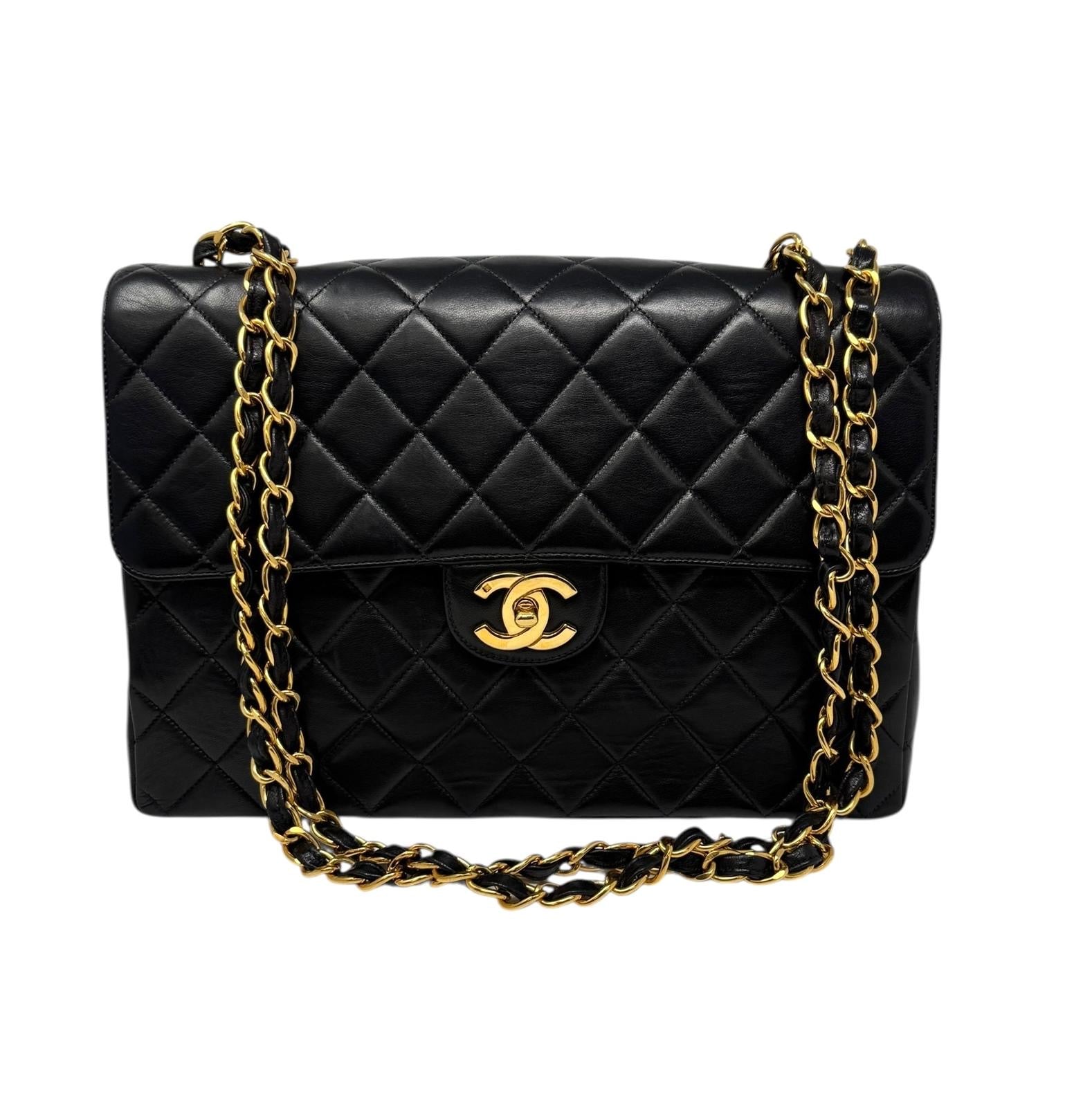 Chanel Black Jumbo Turnlock Flap Bag