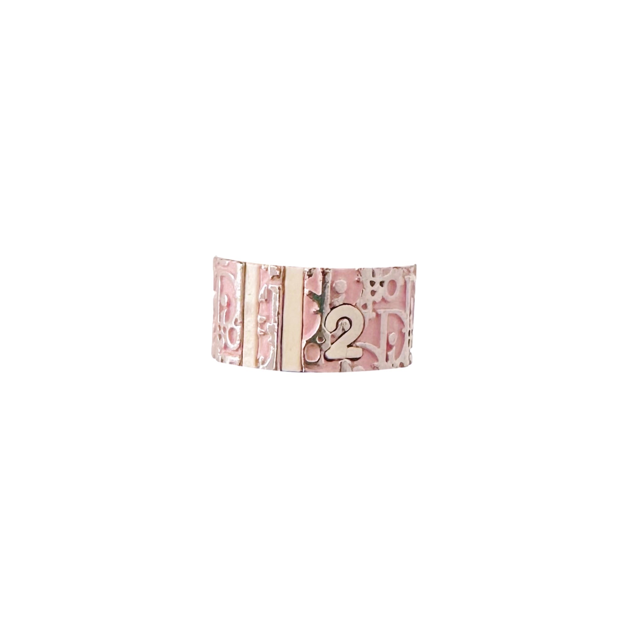 Dior Silver and Pink Logo Ring