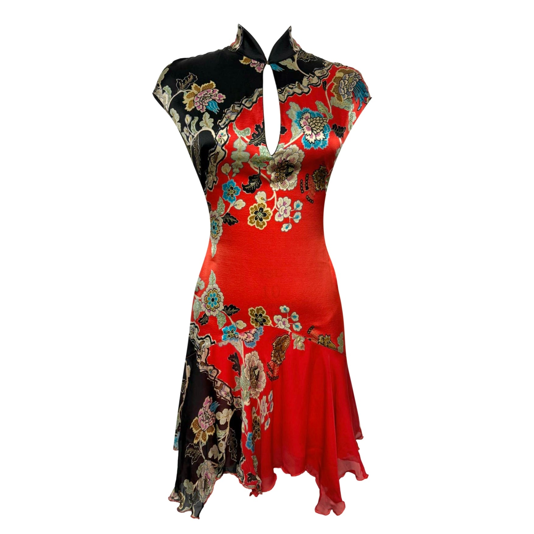 Roberto Cavalli Red Chinoiserie Mini Dress