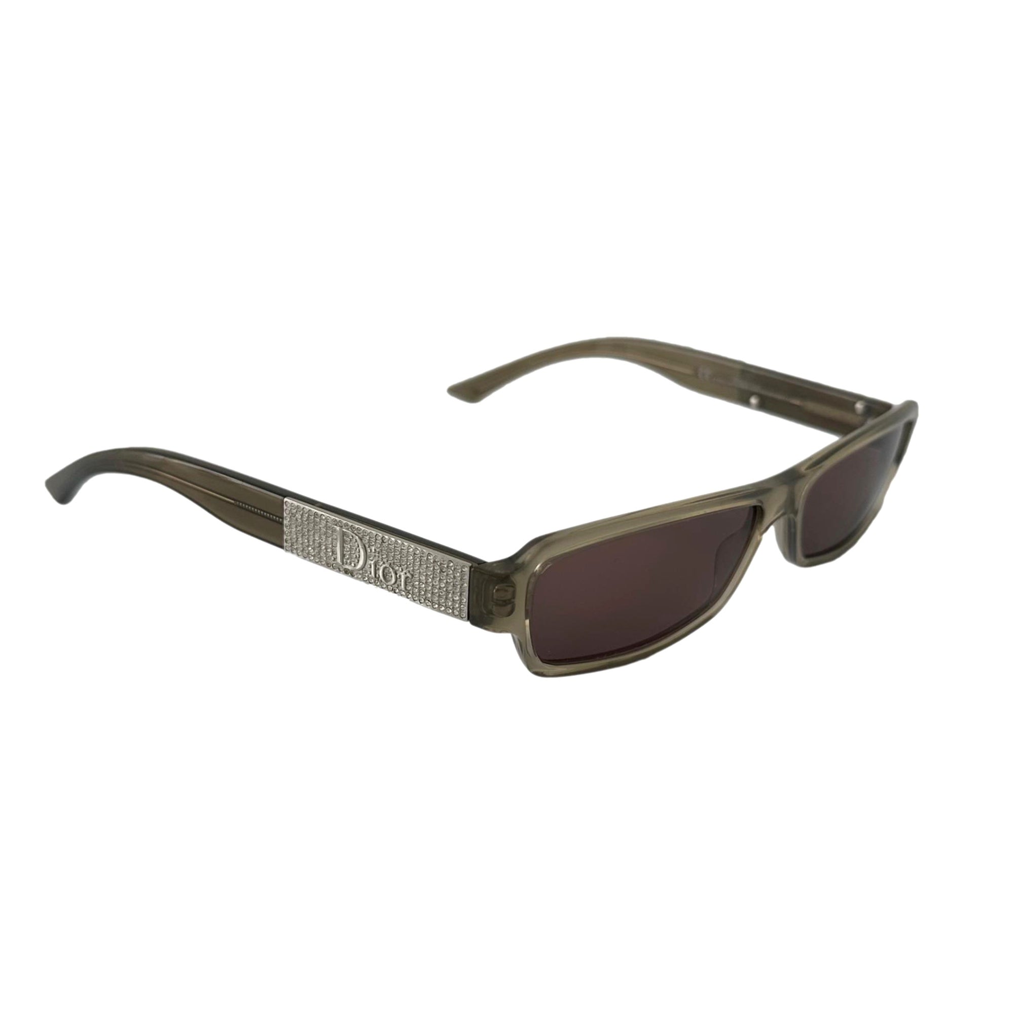 Dior Green Rhinestone Mini Sunglasses