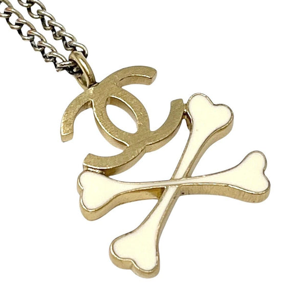 Chanel Gold Skull Logo Necklace