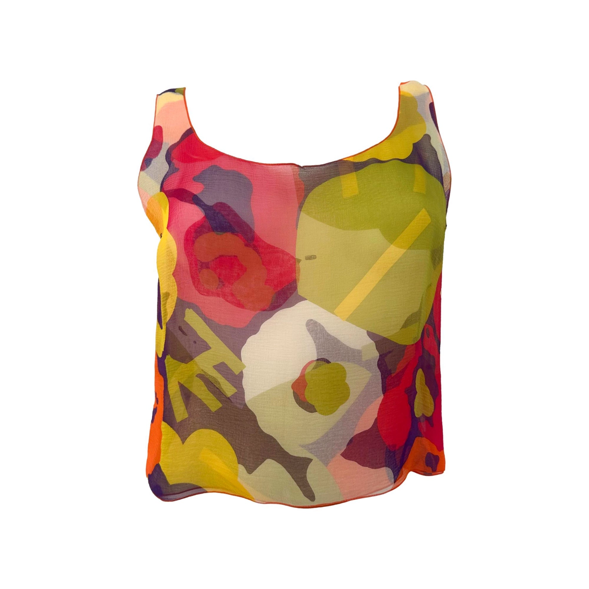 Chanel Floral Silk Crop Tank