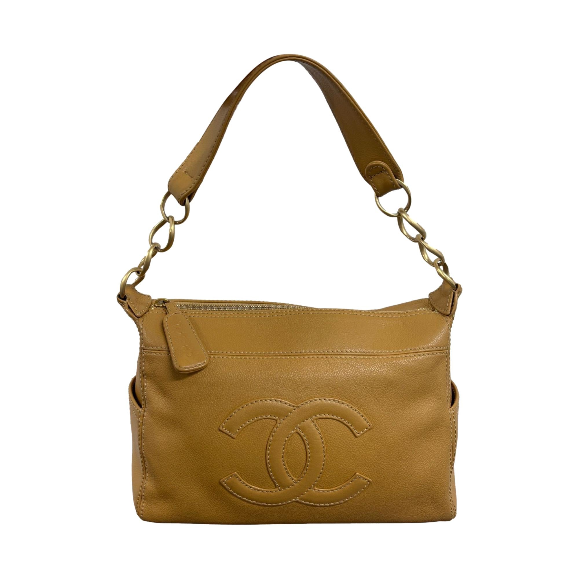 Chanel Tan Caviar Chain Shoulder Bag