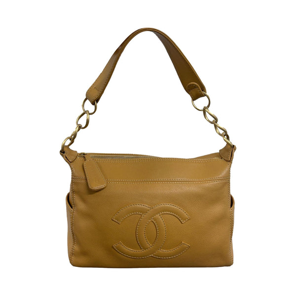 Chanel Tan Caviar Chain Shoulder Bag
