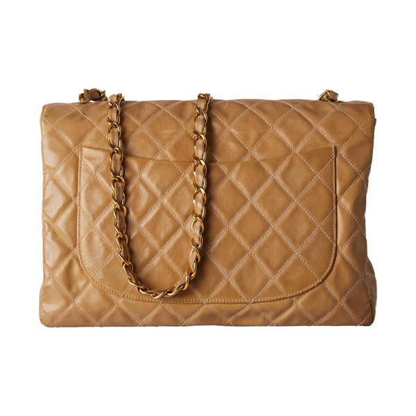 Chanel Tan Vinyl Large Flap Bag