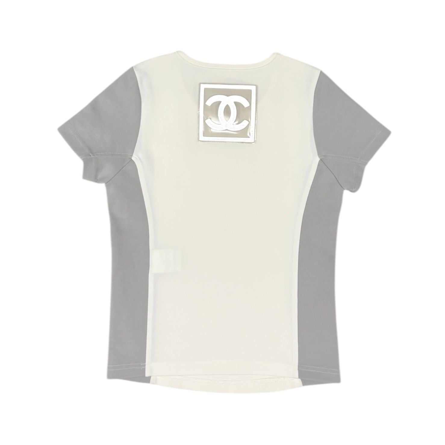 Chanel Two Tone Logo Short Sleeve Top