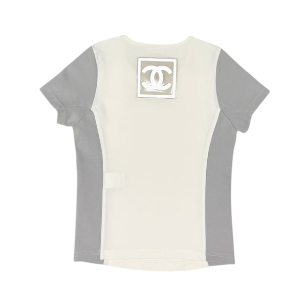 Chanel Two Tone Logo Short Sleeve Top