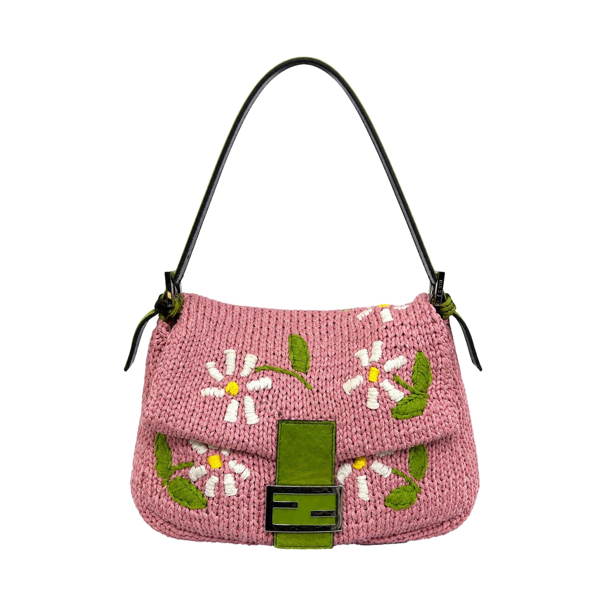 Fendi Pink Floral Knit Mamma Baguette