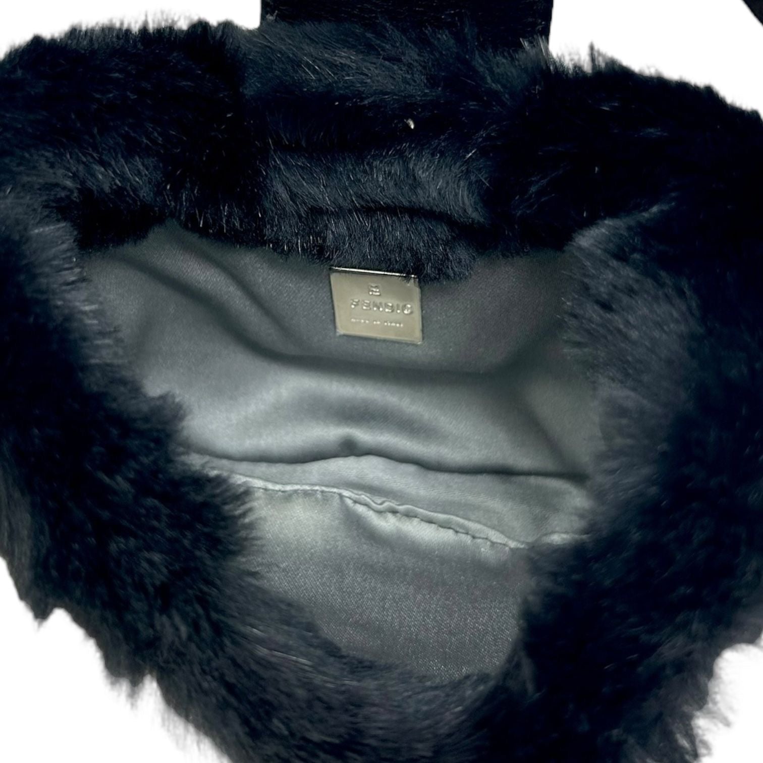 Fendi Mini Black Fur Croissant Bag