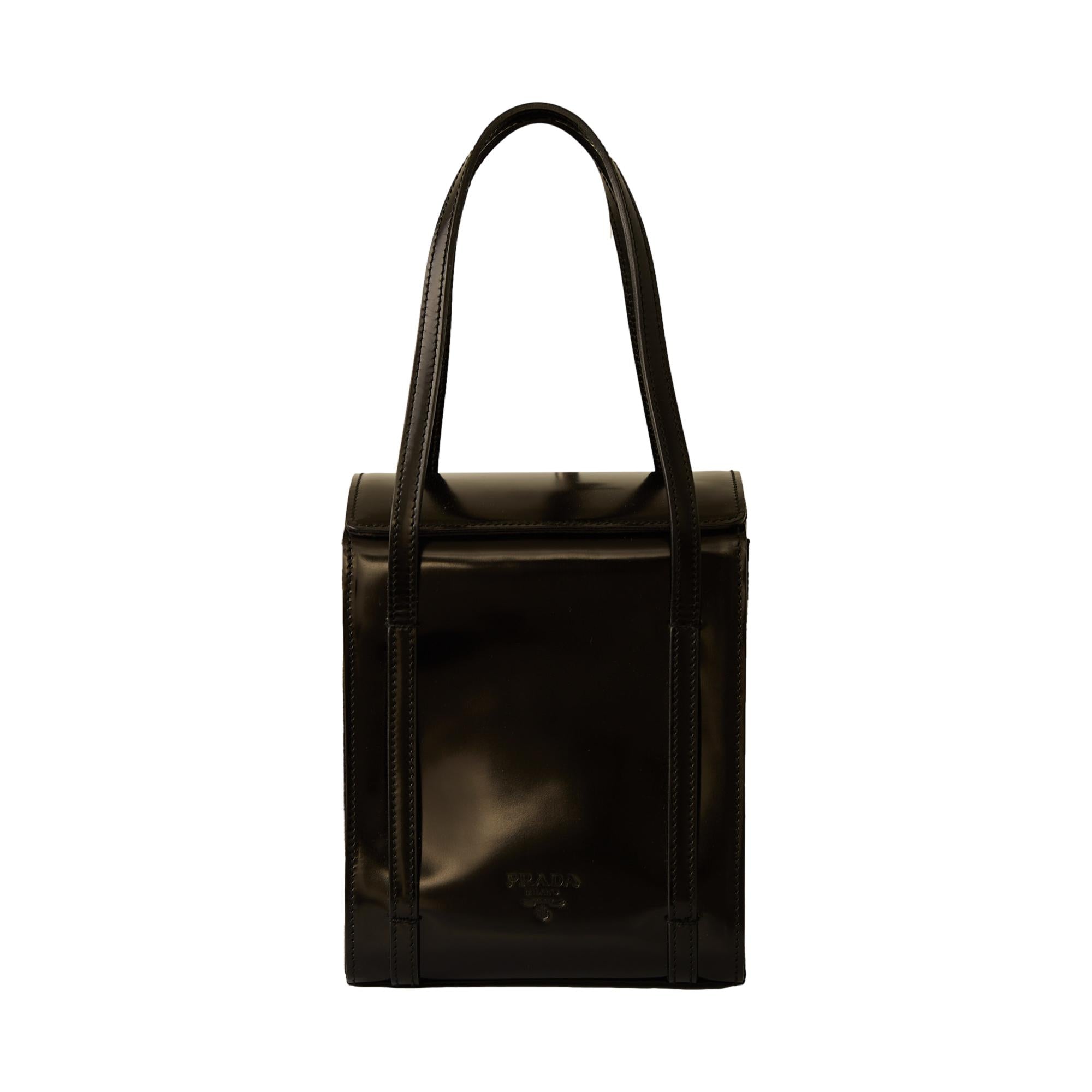 Prada Black Patent Structured Square Bag