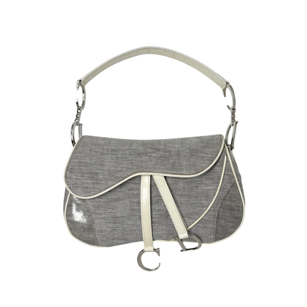 Dior Grey Canvas Double Saddle