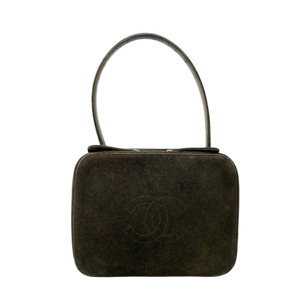 Chanel Brown Suede Top Handle Bag