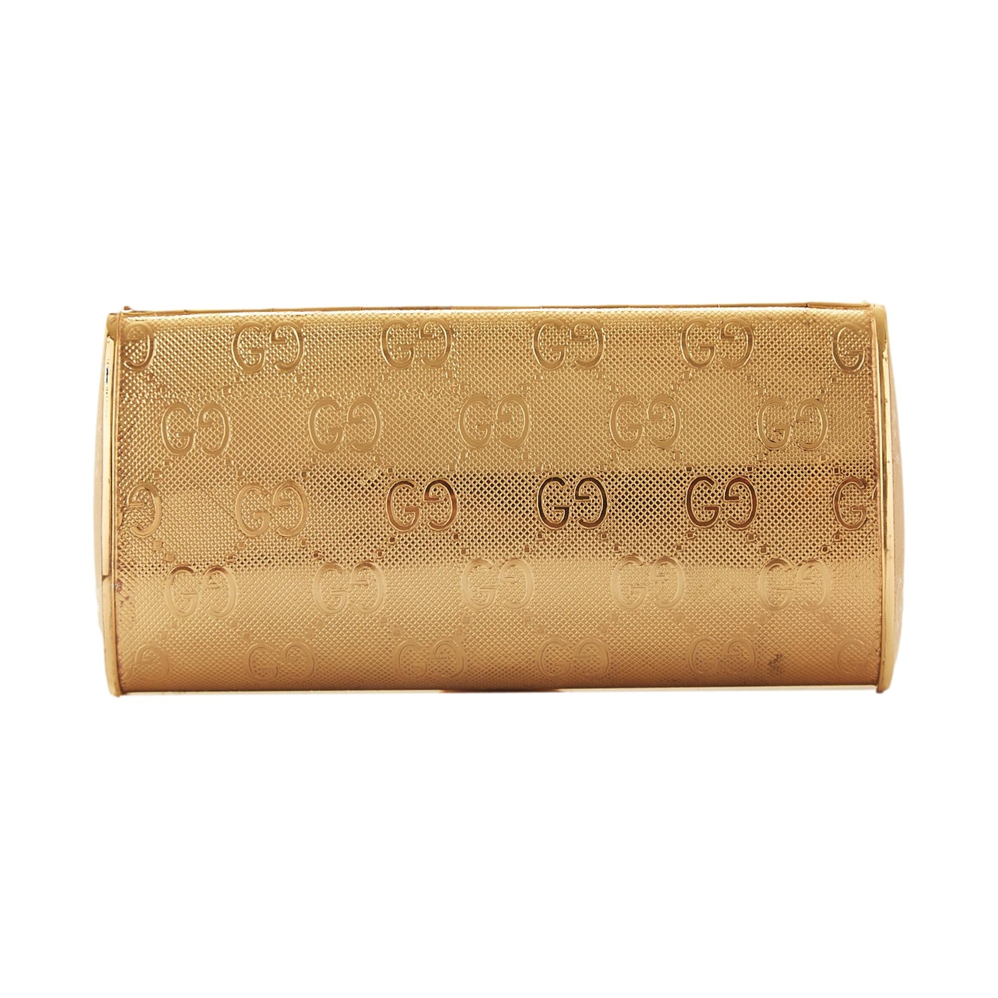 GUCCI グッチ　鏡　箱付　ゴールド　ロゴ Gucci Gold Metal Logo Clutch – Treasures of NYC