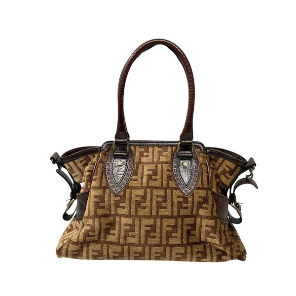Fendi Brown Velour Shoulder Bag