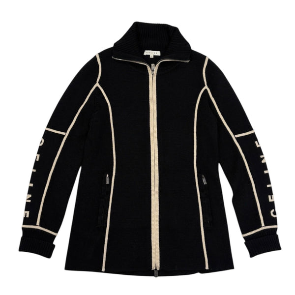 Celine Black + White Knit Logo Jacket
