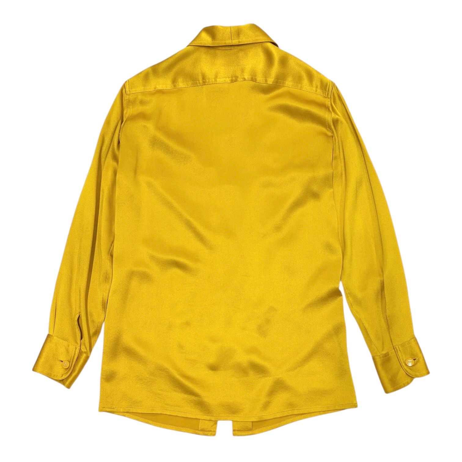 Chanel Yellow Silk Logo Button Down