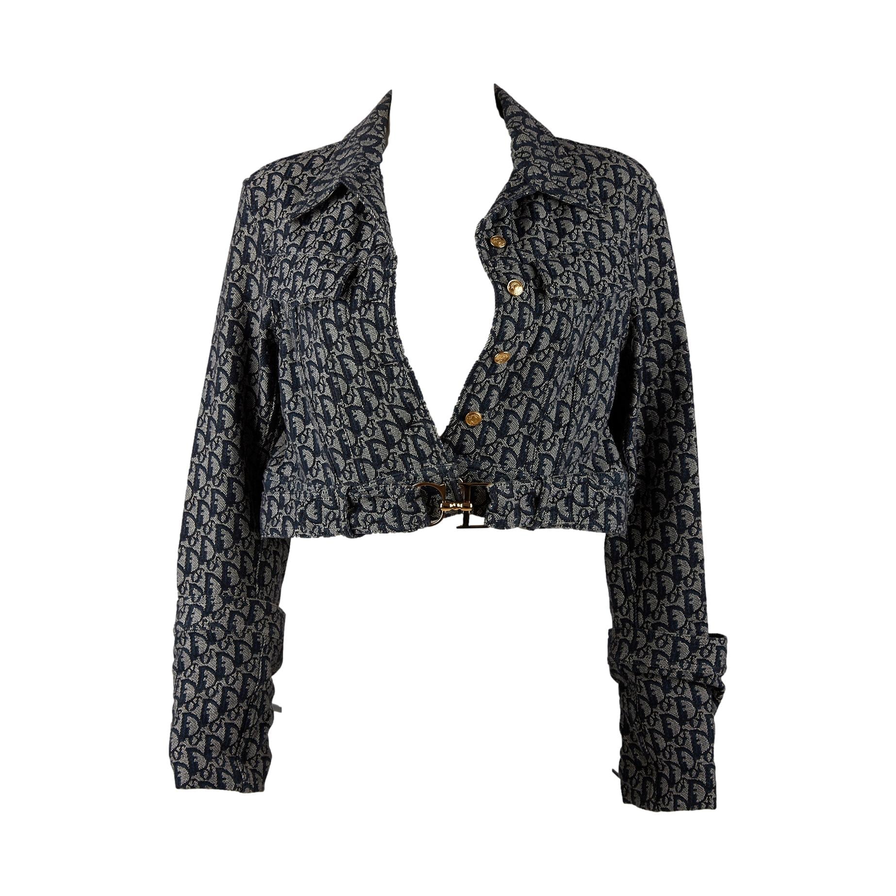 Dior Navy Logo Belted Jacket