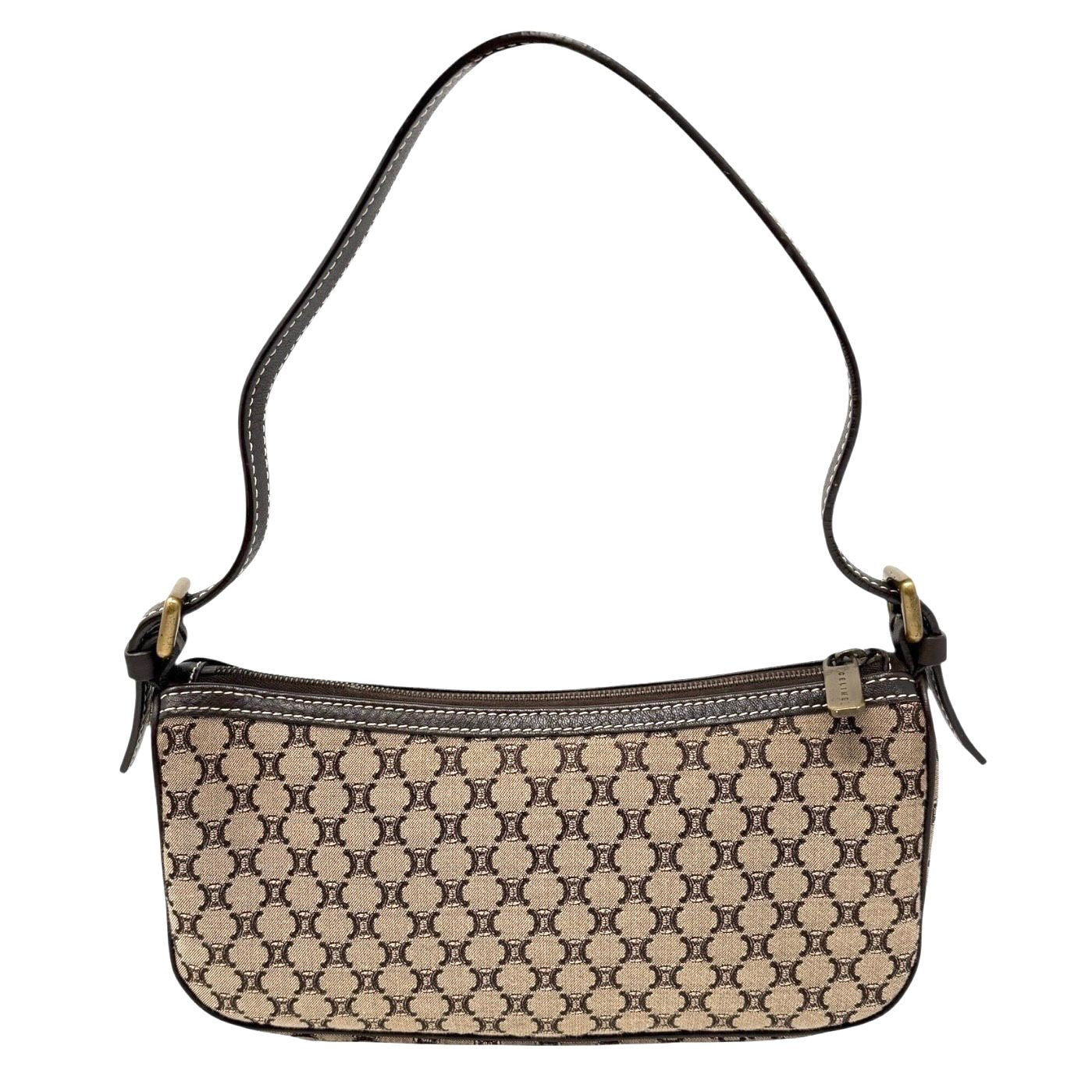 Celine Brown Logo Shoulder Bag