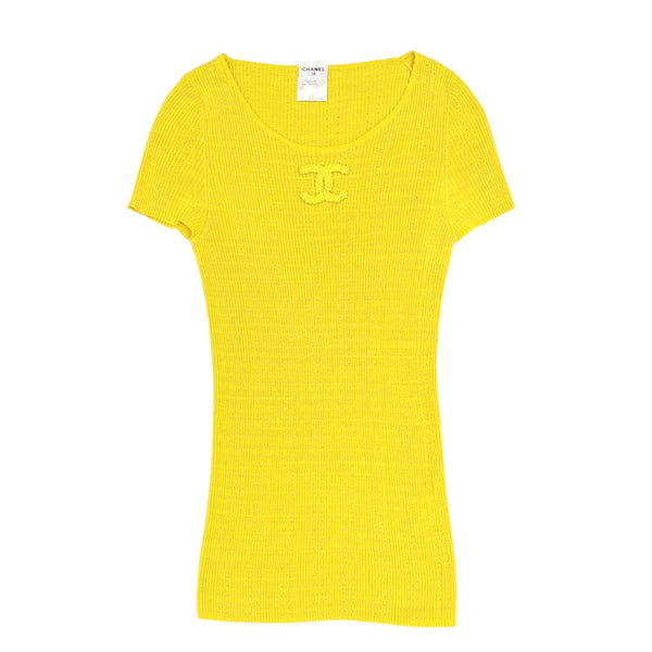 Chanel Yellow Ribbed Logo Top